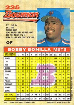 1992 Bowman #235 Bobby Bonilla Back