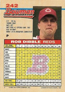 1992 Bowman #242 Rob Dibble Back