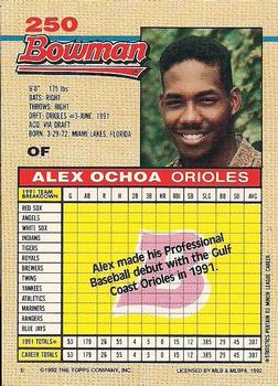 1992 Bowman #250 Alex Ochoa Back