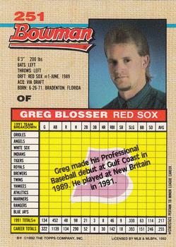 1992 Bowman #251 Greg Blosser Back