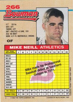 1992 Bowman #266 Mike Neill Back