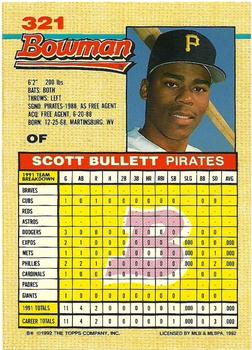1992 Bowman #321 Scott Bullett Back
