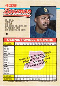 1992 Bowman #426 Dennis Powell Back
