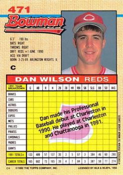 1992 Bowman #471 Dan Wilson Back