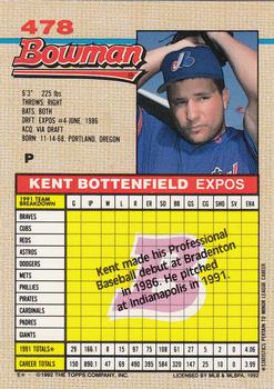 1992 Bowman #478 Kent Bottenfield Back