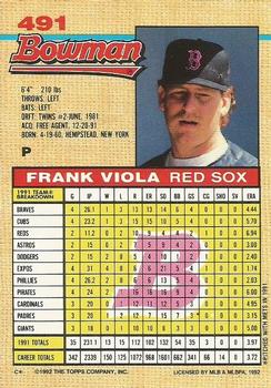 1992 Bowman #491 Frank Viola Back