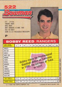 1992 Bowman #522 Bobby Reed Back