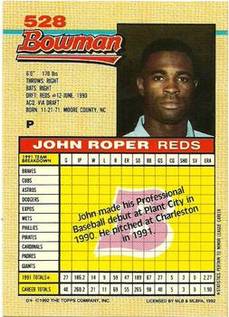 1992 Bowman #528 John Roper Back