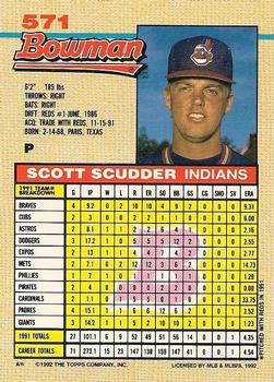 1992 Bowman #571 Scott Scudder Back