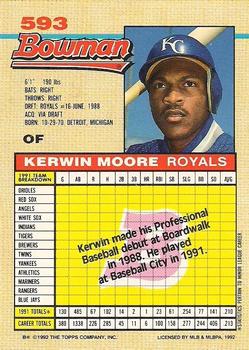 1992 Bowman #593 Kerwin Moore Back
