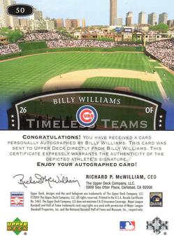 2004 Upper Deck Legends Timeless Teams - Autographs #50 Billy Williams Back