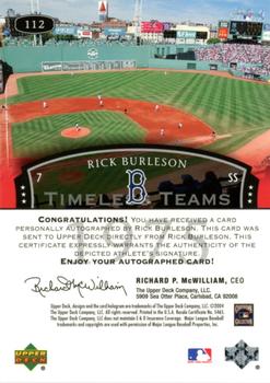 2004 Upper Deck Legends Timeless Teams - Autographs #112 Rick Burleson Back