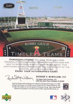 2004 Upper Deck Legends Timeless Teams - Autographs #249 Bobby Grich Back