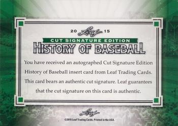2015 Leaf Cut Signature History of Baseball Edition #NNO Hoyt Wilhelm Back
