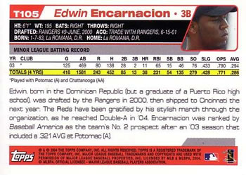 2004 Topps Traded & Rookies #T105 Edwin Encarnacion Back