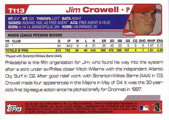 2004 Topps Traded & Rookies #T113 Jim Crowell Back