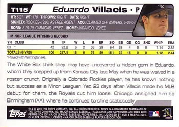 2004 Topps Traded & Rookies #T115 Eduardo Villacis Back