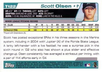 2004 Topps Traded & Rookies #T122 Scott Olsen Back