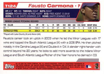 2004 Topps Traded & Rookies #T124 Fausto Carmona Back