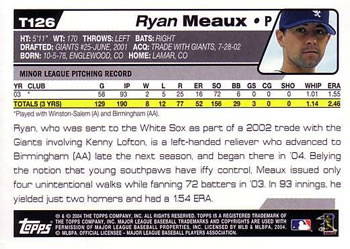 2004 Topps Traded & Rookies #T126 Ryan Meaux Back