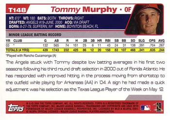 2004 Topps Traded & Rookies #T148 Tommy Murphy Back