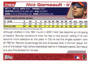 2004 Topps Traded & Rookies #T163 Nick Gorneault Back
