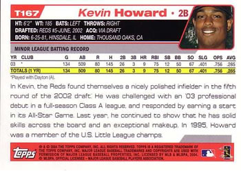 2004 Topps Traded & Rookies #T167 Kevin Howard Back