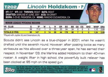 2004 Topps Traded & Rookies #T202 Lincoln Holdzkom Back