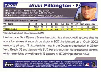 2004 Topps Traded & Rookies #T204 Brian Pilkington Back