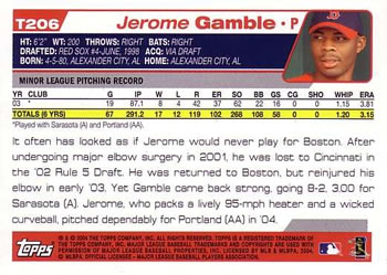 2004 Topps Traded & Rookies #T206 Jerome Gamble Back