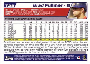 2004 Topps Traded & Rookies #T28 Brad Fullmer Back