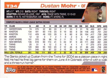 2004 Topps Traded & Rookies #T34 Dustan Mohr Back