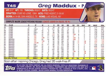 2004 Topps Traded & Rookies #T45 Greg Maddux Back
