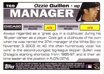 2004 Topps Traded & Rookies #T69 Ozzie Guillen Back