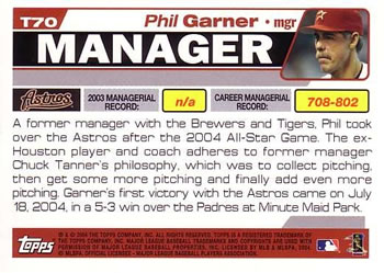 2004 Topps Traded & Rookies #T70 Phil Garner Back