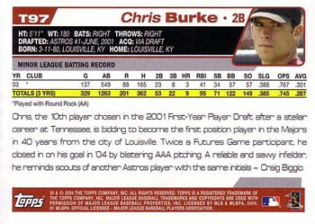 2004 Topps Traded & Rookies #T97 Chris Burke Back