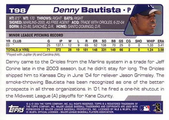 2004 Topps Traded & Rookies #T98 Denny Bautista Back