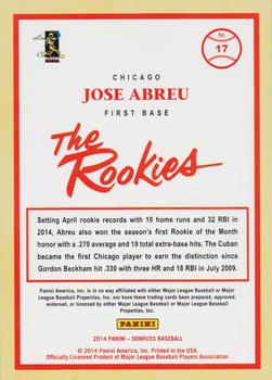 2014 Donruss - The Rookies Press Proofs Silver #17 Jose Abreu Back