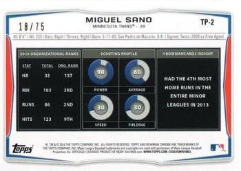 2014 Bowman Draft - Top Prospects Green #TP-2 Miguel Sano Back