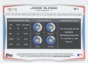 2014 Bowman Draft - Top Prospects Green #TP-7 Jorge Alfaro Back