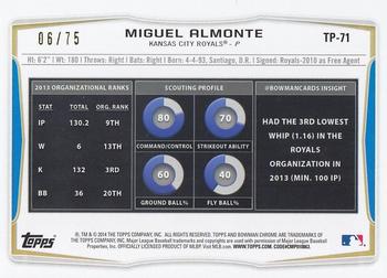 2014 Bowman Draft - Top Prospects Green #TP-71 Miguel Almonte Back