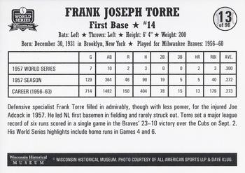 2007 Wisconsin Historical Museum World Series Wisconsin #13 Frank Torre Back