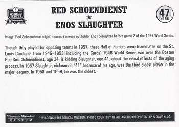 2007 Wisconsin Historical Museum World Series Wisconsin #47 Enos Slaughter / Red Schoendienst Back