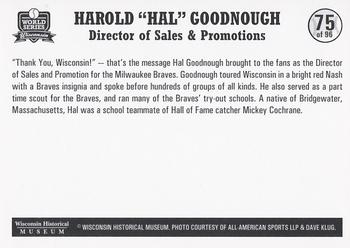 2007 Wisconsin Historical Museum World Series Wisconsin #75 Hal Goodnough Back