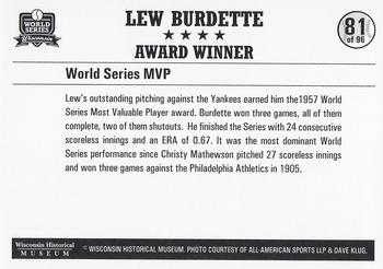 2007 Wisconsin Historical Museum World Series Wisconsin #81 Lew Burdette Back