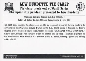 2007 Wisconsin Historical Museum World Series Wisconsin #91 Burdette Tie Clasp Back