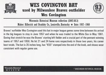 2007 Wisconsin Historical Museum World Series Wisconsin #93 Covington Bat Back