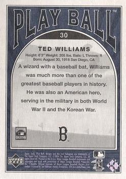 2004 Upper Deck Play Ball - Blue #30 Ted Williams Back