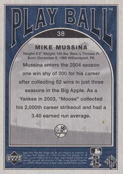 2004 Upper Deck Play Ball - Blue #38 Mike Mussina Back