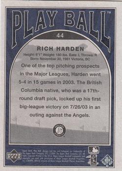 2004 Upper Deck Play Ball - Blue #44 Rich Harden Back